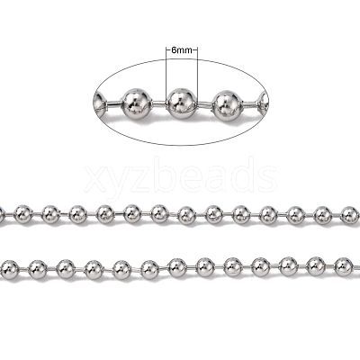 Non-Tarnish 3.28 Feet 304 Stainless Steel Ball Chains X-CHS-A002B-6.0mm-1