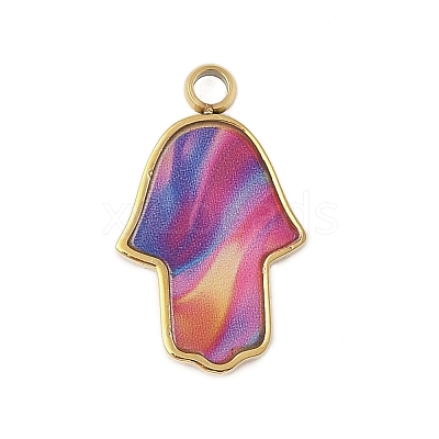 304 Stainless Steel Enamel Pendants STAS-P377-11G-C-1