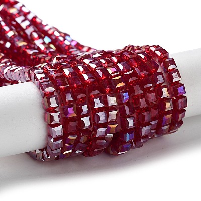 Electroplate Glass Beads Strands X-EGLA-R030-4x4mm-04-1
