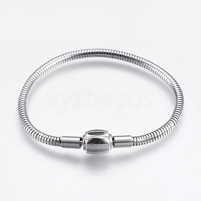 Tarnish Resistant 304 Stainless Steel European Style Round Snake Chains Bracelet Making STAS-I097-005B-P-1