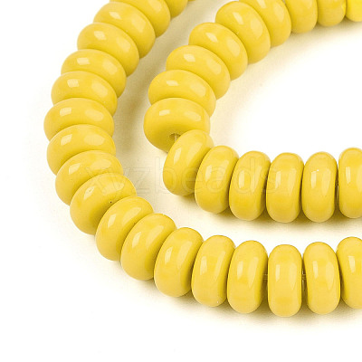 Opaque Spray Painted Glass Beads GLAA-ZX008-8mm-18K-1