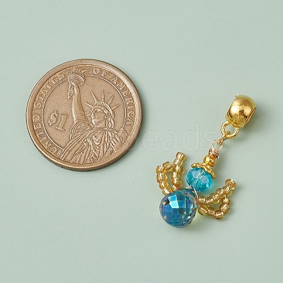 Glass Seed Beaded Woven European Dangle Charms PALLOY-MZ00356-1