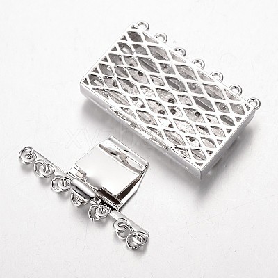Brass Cubic Zirconia Box Clasps ZIRC-O020-09P-NR-1