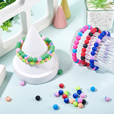200Pcs 10 Colors Forsted Glass Beads GLAA-TA0003-28-1