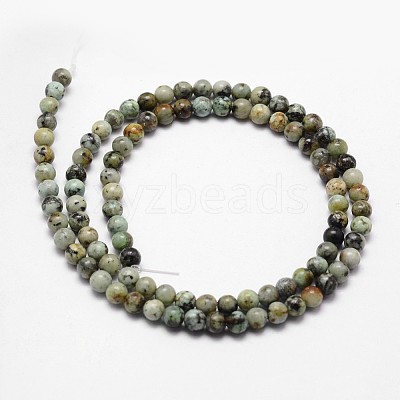 Natural African Turquoise(Jasper) Beads Strands X-G-D840-90-4mm-1