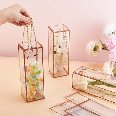 Transparent PET Plastic Gift Tote Boxes CON-WH0085-61C-01-1