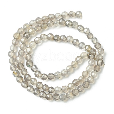Natural Grey Agate Round Beads Strand G-L084-4mm-08-1