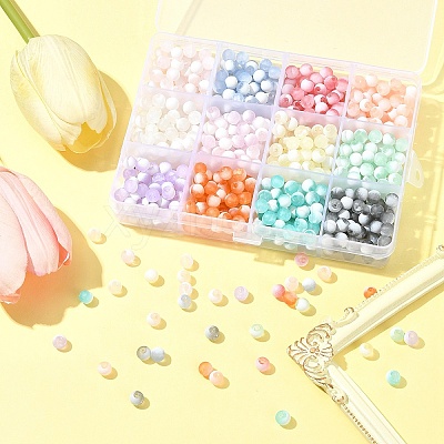 840Pcs 12 Colors Frosted Crackle Glass Beads GLAA-FS0002-17-1