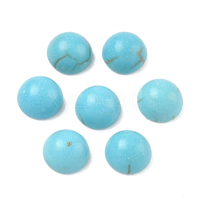 Craft Findings Dyed Synthetic Turquoise Flat Back Dome Cabochons X-TURQ-S266-6mm-01-1