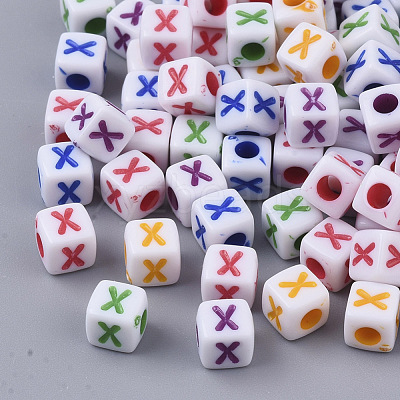 White Opaque Acrylic Beads MACR-R869-01X-1