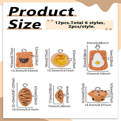 12Pcs 6 Styles Opaque Resin Pendants CRES-LP0001-10A-1