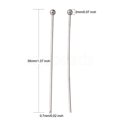 Tarnish Resistant 304 Stainless Steel Ball Head Pins STAS-K146-045-35x0.7mm-1
