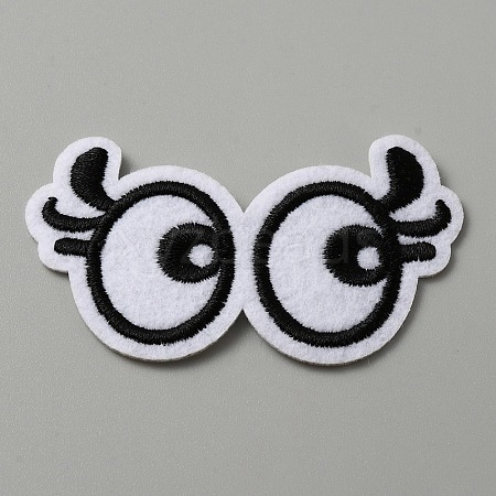 Cartoon Style Double Eye Embroidered Cloth Patches PATC-WH0001-116B-1