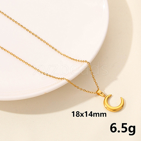 304 Stainless Steel Moon Pendant Necklace JY7792-4-1