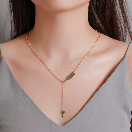 Alloy Cable Chain Wine Cup Pendant Y Necklaces for Women WG2C776-01-1