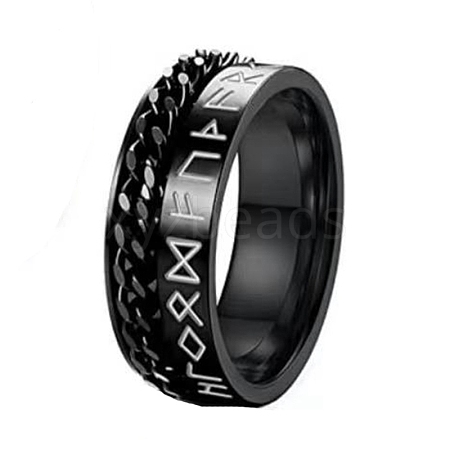 Viking Rune Titanium Steel  Rotatable Finger Ring PW-WGDA45C-18-1