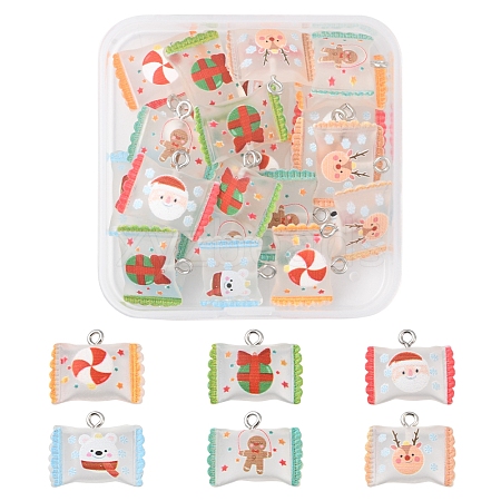 24Pcs 6 Colors Christmas Theme Transparent Resin Imitation Food Pendants RESI-FS0001-42-1