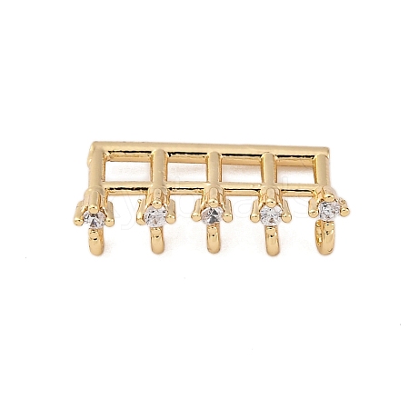 Brass Clear Cubic Zirconia Connector Charms KK-P289-15G-1