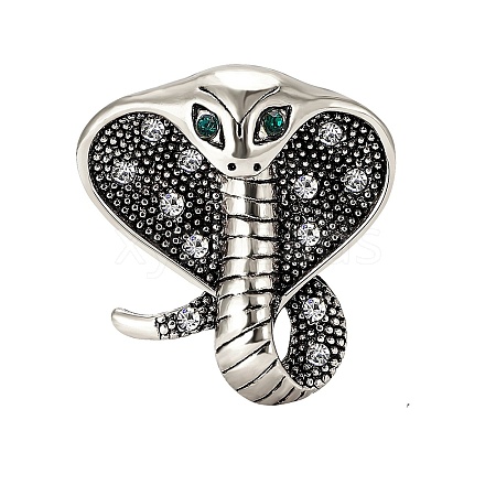 Snake Alloy Rhinestone Brooches for Backpack Clothes PW-WG03334-02-1