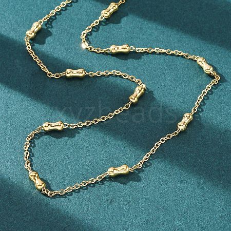 304 Stainless Steel Bone Cable Chain Necklaces NJEW-C073-08G-1