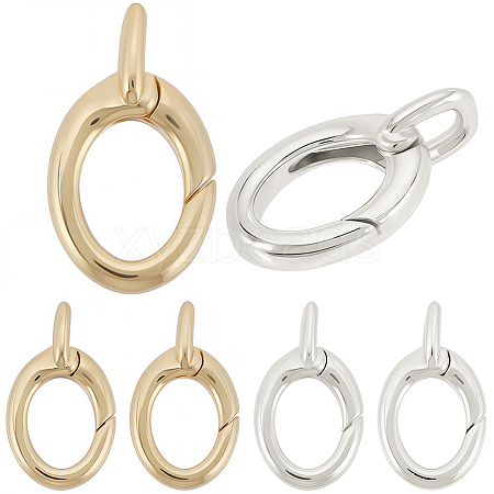 6Pcs 2 Colors Brass Spring Gate Rings KK-SC0008-02-1