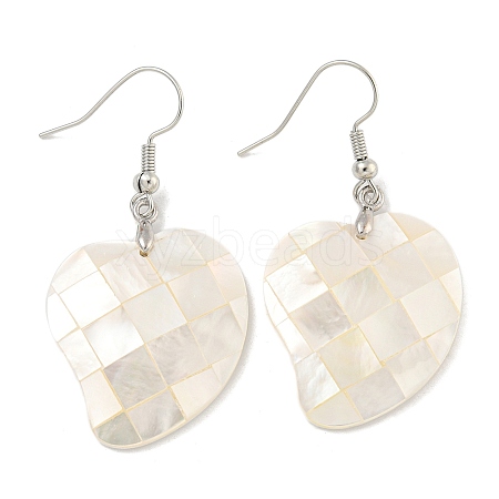 Rack Plating Brass Natural White Shell Dangle Earrings EJEW-N055-52G-1