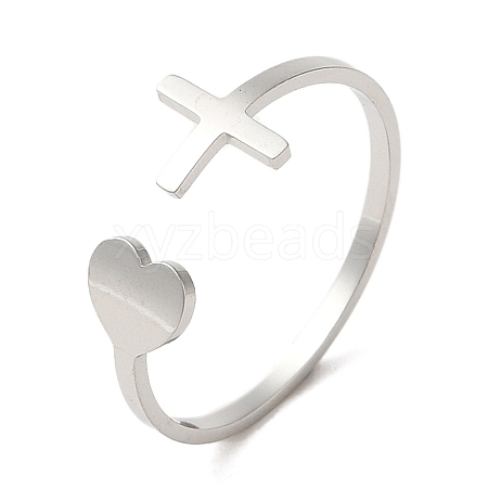 Non-Tarnish 304 Stainless Steel Open Cuff Ring RJEW-Z026-03P-1