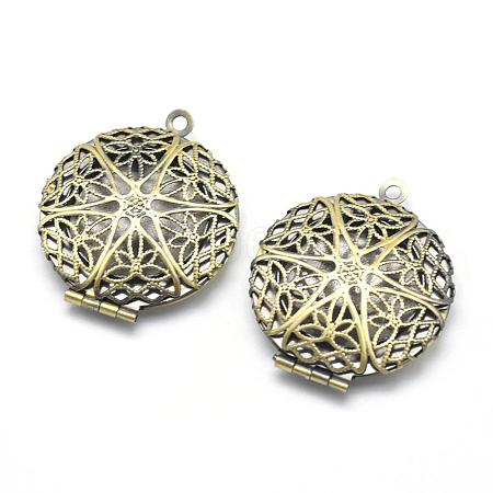 Brass Diffuser Locket Pendants KK-F717-26AB-NR-1