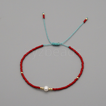 Adjustable Glass Seed Bead Braided Bead Bracelets for Women VT9382-18-1