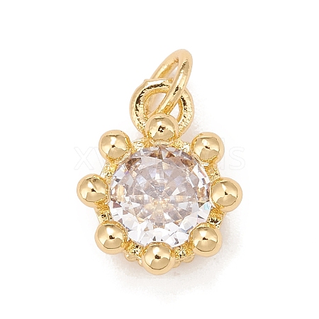 Brass Inlaid Clear Cubic Zirconia Charms KK-A161-34G-B-1