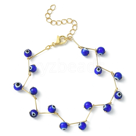 Handmade Evil Eye Lampwork  Beaded Bracelets BJEW-JB05855-03-1