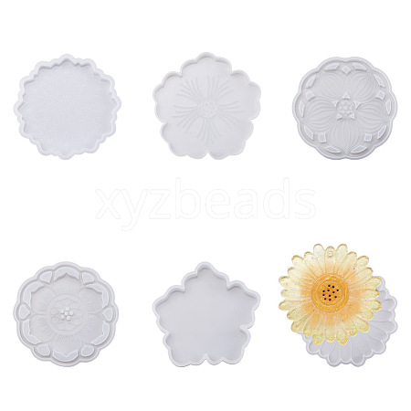 Boutigem 6Pcs 6 Style Silicone Flower Cup Mat Molds Sets DIY-BG0001-21-1