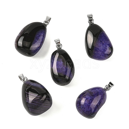 Natural Dyed & Heated Agate Tumbled Stone Pendants GG-K002-07G-1