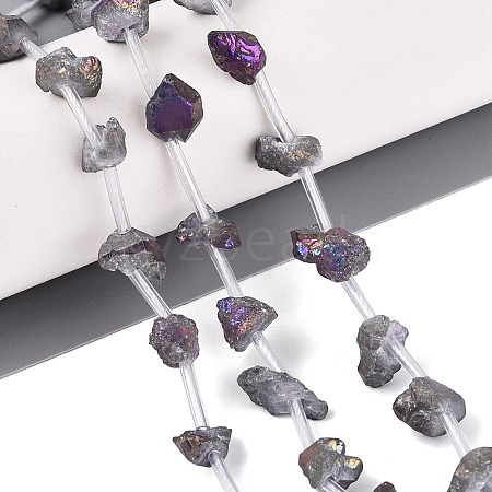 Electroplate Raw Rough Natural Amethyst Beads Strands G-Q610-06D-1