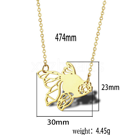 Stainless Steel Geometric Artistic Hollow Animal Pendant Necklaces JK0174-1-1