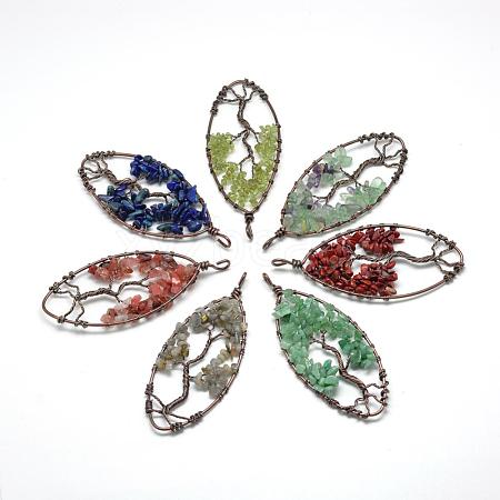 Natural Mixed Stone Chip Big Pendants G-R438-M-1