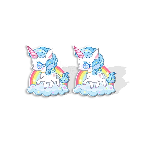 Acrylic Unicorn Stud Earrngs for Women PW-WGBF812-05-1