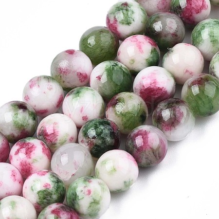 Natural Dyed White Jade Gemstone Bead Strands G-R271-8mm-XP06-1