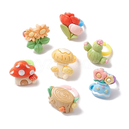 Cartoon Resin Rings for Child RJEW-JR00680-1