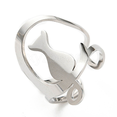 Non-Tarnish 304 Stainless Steel Open Cuff Ring RJEW-F149-03P-1