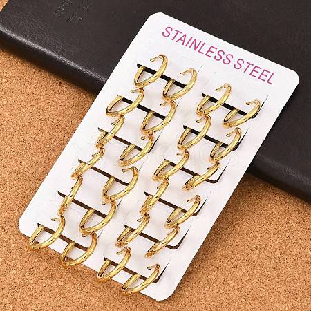 PVD Vacuum Plating 202 Stainless Steel Huggie Oval Hoop Earrings LS-EJEW-H003-07G-06-1