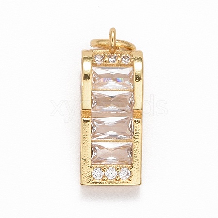 Rack Plating Brass Clear Cubic Zirconia Pendants KK-M229-14G-1