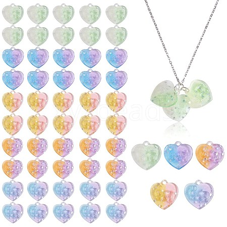 50Pcs 5 Colors Two Tone Transparent Resin Pendants RESI-SZ0001-97-1