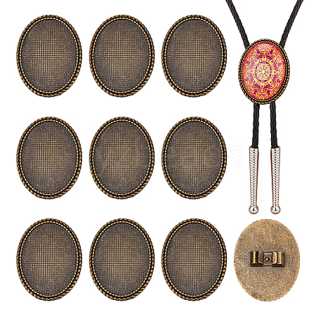 12Pcs Zinc Alloy Bolo Tie Slides Clasp Cabochon Settings FIND-NB0007-03AB-1