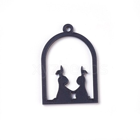 Acrylic Bunny Open Back Bezel Pendants KY-WH0019-08-1