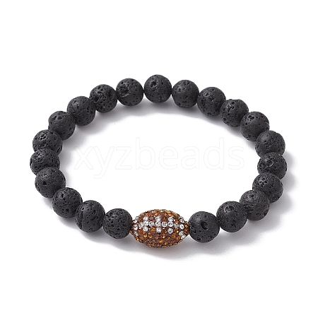 8.5mm Round Synthetic Lava Rock Stretch Bracelets BJEW-JB10378-1