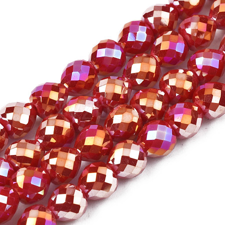 Electroplate Opaque Solid Color Glass Beads Strands EGLA-N002-26-B02-1