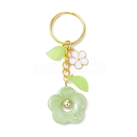 Flower Acrylic Imitation Gemstone Pendant Keychain KEYC-JKC00692-04-1