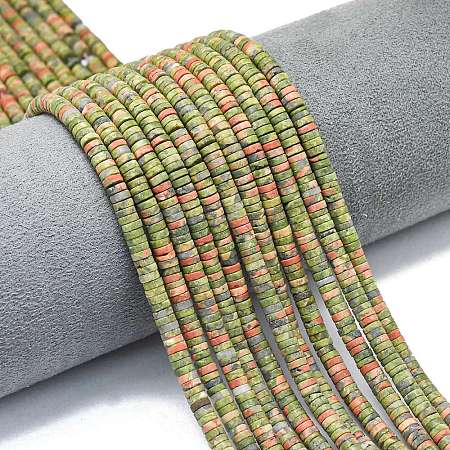 Natural Unakite Beads Strands G-P575-B25-4x1mm-1