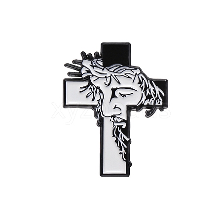 Religion Jesus Portrait Cross Enamel Pins PW-WG56639-01-1